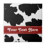Red Black and White Cowhide Ceramic Tile Trivet
