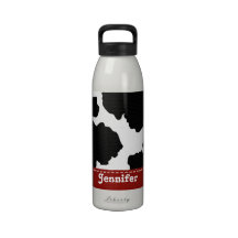 Red Black and White Cowhide Water Bottle BPA Free