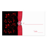 Red, Black, and White Floral Placecard Business Card Templates