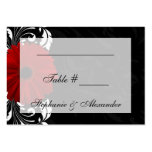 Red, Black and White Scroll Gerbera Daisy Business Card Templates