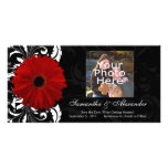 Red, Black and White Scroll Gerbera Daisy Photo Card Template
