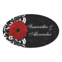 Red, Black and White Scroll Gerbera Daisy