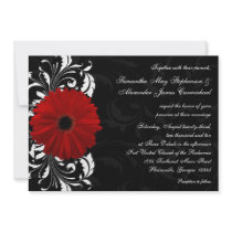 Red, Black and White Scroll Gerbera Daisy Wedding