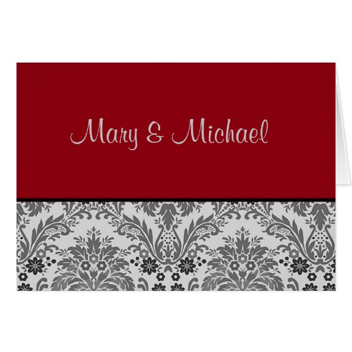 Red & black damask design greeting card