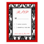 Red & Black Damask RSVP Card Invitation