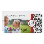 Red & Black Damask Save the Date Your Photo photo cards
