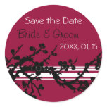 Red Black Floral Save the Date Envelope Seals Round Stickers