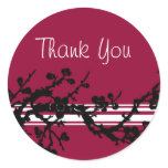 Red Black Floral Thank You Envelope Seals Round Stickers