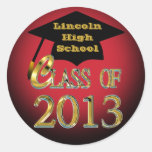 Red Black & Gold Class Of 2013 Graduation Stickers