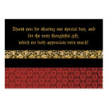 Red black gold damask wedding business cards
