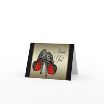Red Black Gold High Heels Thank You Greeting Card