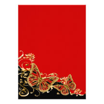 Red black gold wedding engagement anniversary custom invite