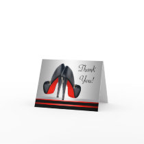 Red Black High Heel Shoes Thank You Cards
