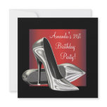 Red Black High Heels Womans 21st Birthday invitations