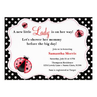 Red & Black - Lady Bug Baby Shower Invitation