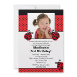 Red & Black Ladybug Photo Birthday Invitation