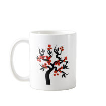Red black Love birds sakura cherry tree & Blossoms Coffee Mug