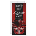 Red Black Masquerade Birthday Party Invitation rack cards