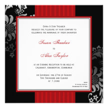 Red & Black Ornate Pattern Wedding Invitation