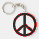 Red & Black Peace Symbol Keychains