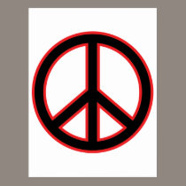 Red & Black Peace Symbol postcards