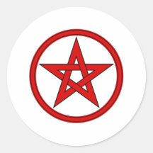 Red & Black Pentagram Round Stickers