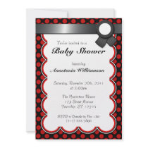 Red & Black Polka Dot Baby Shower Invitations