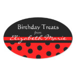 Red & Black Polkadots -Name Stickers