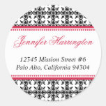 Red black preppy custom fancy return address label stickers