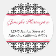 Red black preppy custom fancy return address label stickers