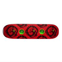 RED BLACK SNAKE  DRAGON ,Green Emerald Skate Board Deck