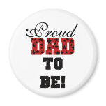 Red/Black Star Text Proud Dad to Be Fridge Magnet