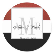 Red Black Three Monogram Wedding Seal Stickers