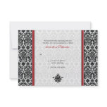 Red, Black, White Damask Wedding Reply Card Invite