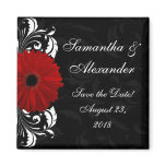 Red+Black+White Gerbera Daisy Save the Date /Favou magnets