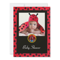RED BLACK WHITE LADYBUG Monogram Photo Template