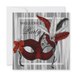 Red Black White Masquerade Party invitations