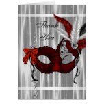 Red Black White Masquerade Party Thank You Cards