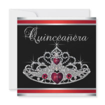 Red Black White Tiara Quinceanera