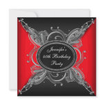 Red Black Womans 40th Birthday Party Invite