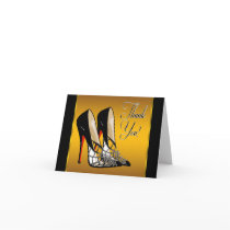 Red Black Yellow Gold High Heels Thank You Greeting Cards