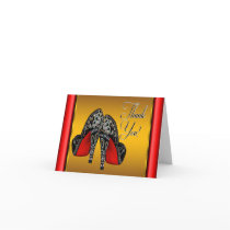 Red Black Yellow Gold High Heels Thank You Card