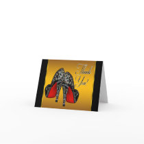 Red Black Yellow Gold High Heels Thank You Card