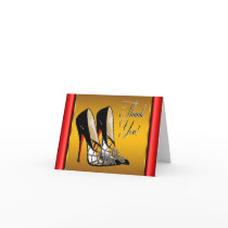 Red Black Yellow Gold High Heels Thank You Greeting Card