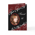 Red & Black Zebra Sweet 16  Birthday Photo Card