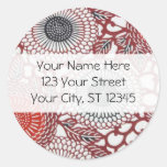 Red Blossom Address Seal Round Sticker