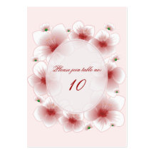 Red Blossom Flowers Romantic Guest Place Card Business Card Template