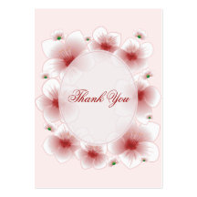 Red Blossom Flowers Romantic Thank You Minicard Business Card Template