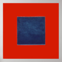 red, blue on grey poster