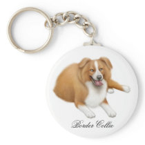 Red Border Collie Keychain